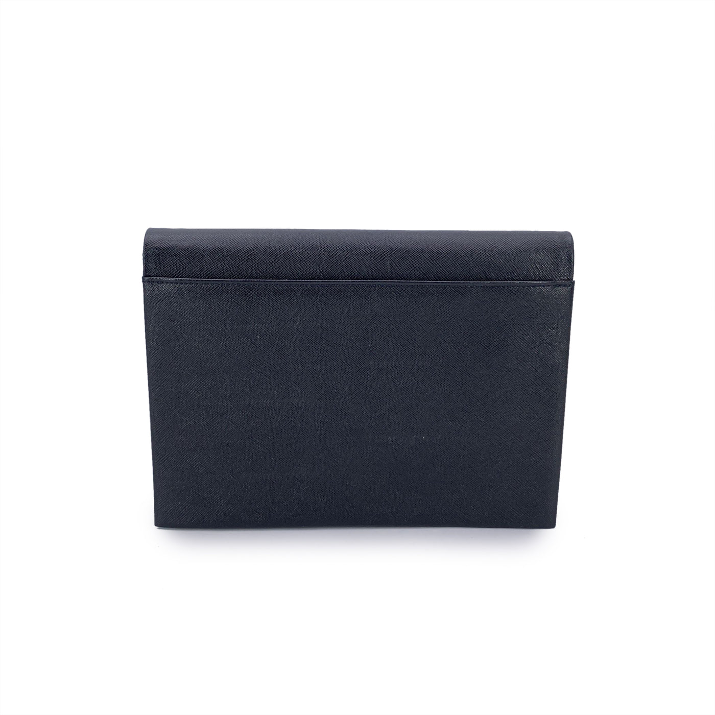 Yves Saint Laurent Vintage Black Leather YSL Logo Flap Clutch Purse