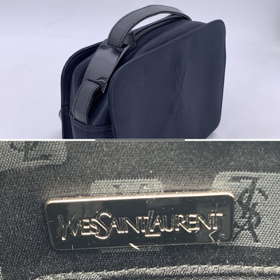 Yves Saint Laurent Vintage Black Satin YSL Logo Shoulder Bag