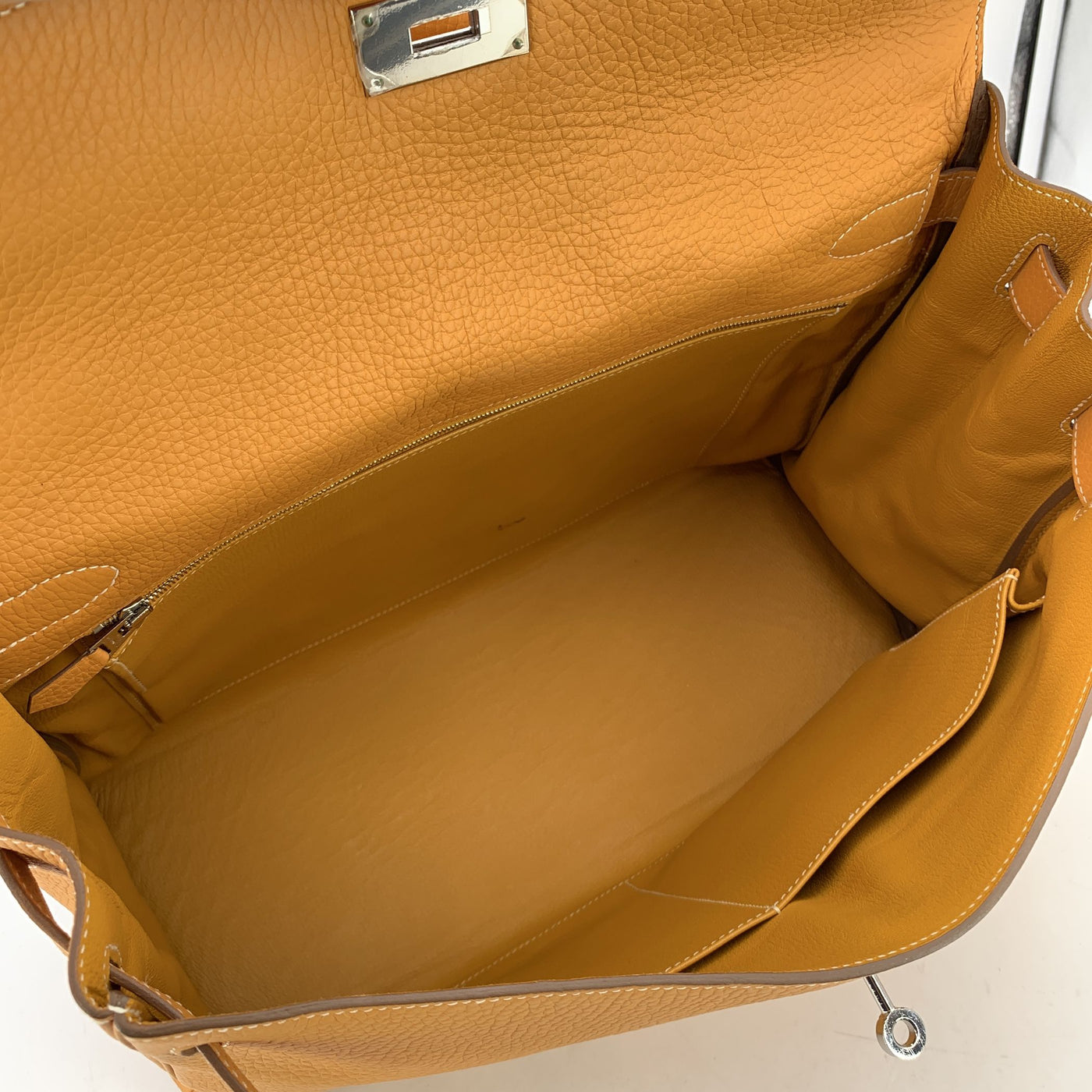 Hermes Saffron Clemence Leather Kelly 40 Retourne Handbag Bag