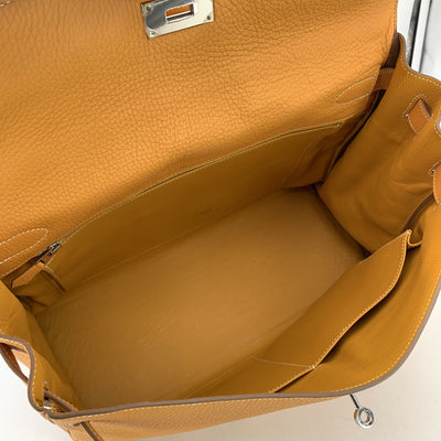 Hermes Saffron Clemence Leather Kelly 40 Retourne Handbag Bag