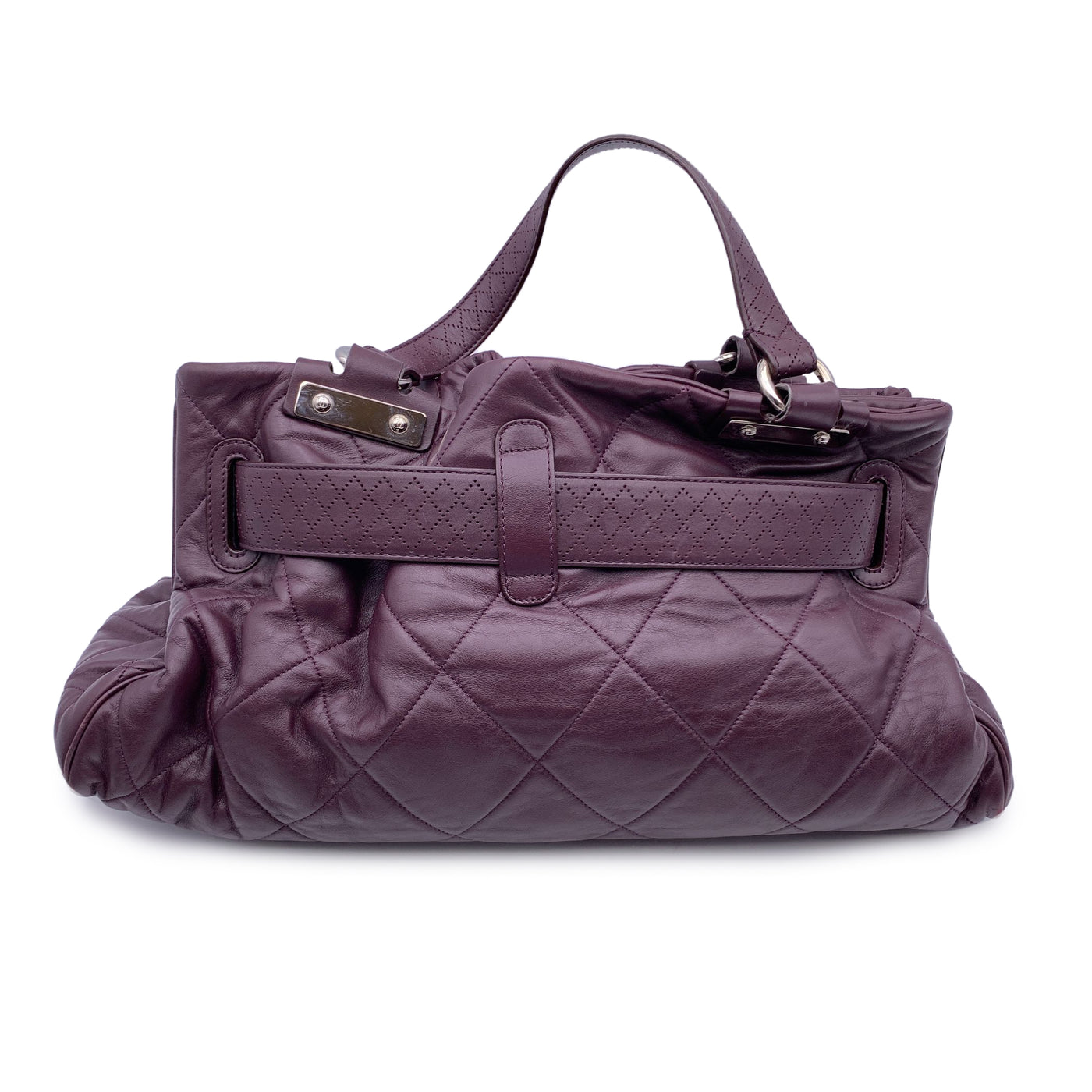 Chanel Limited Ed Purple Quilted Leather Paris-Londres Satchel Bag