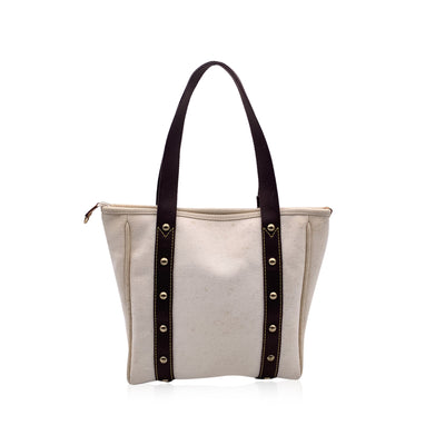 Louis Vuitton Ivory and Brown Canvas Antigua MM Tote Bag