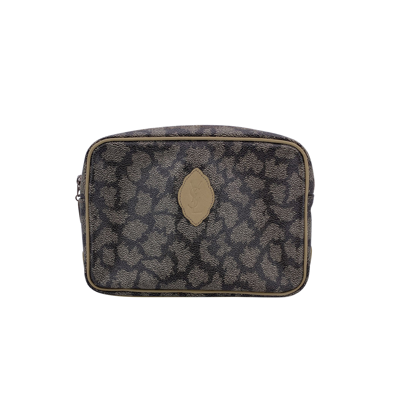Yves Saint Laurent Vintage Giraffe Print Canvas Clutch Cosmetic Bag
