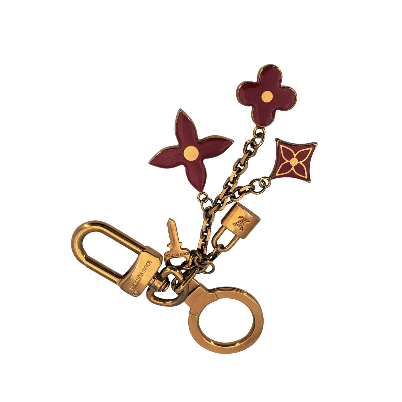 Louis Vuitton Gold Metal Portecle Pampille Keyring Chain Bag Charm