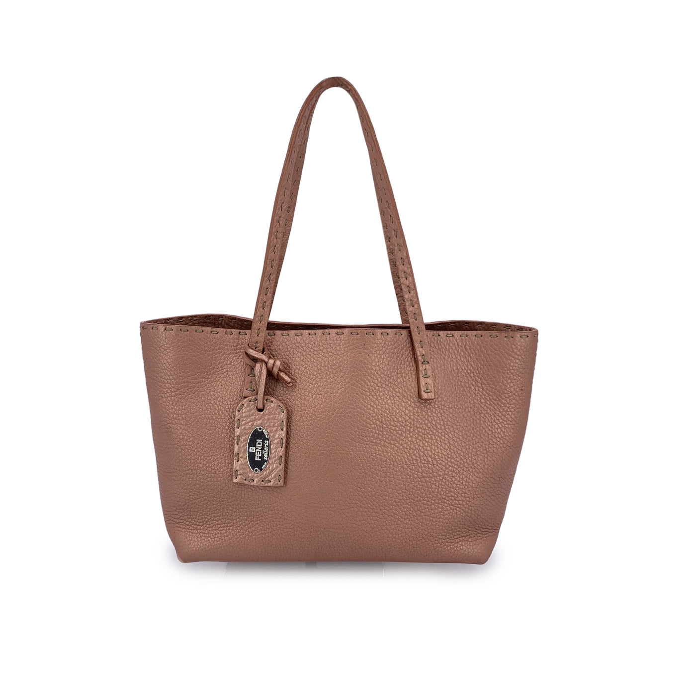 Fendi Selleria Pink Metallic Leather Tote Small Handbag Satchel