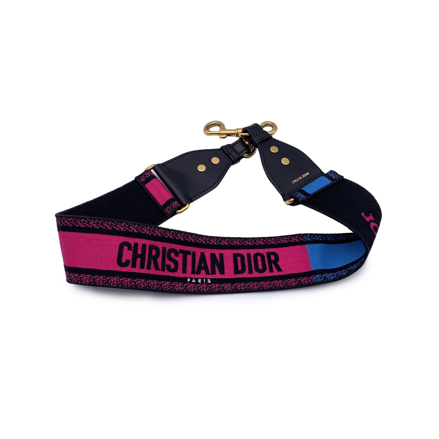 Christian Dior Embroidered Pink Blue Adjustable Shoulder Strap