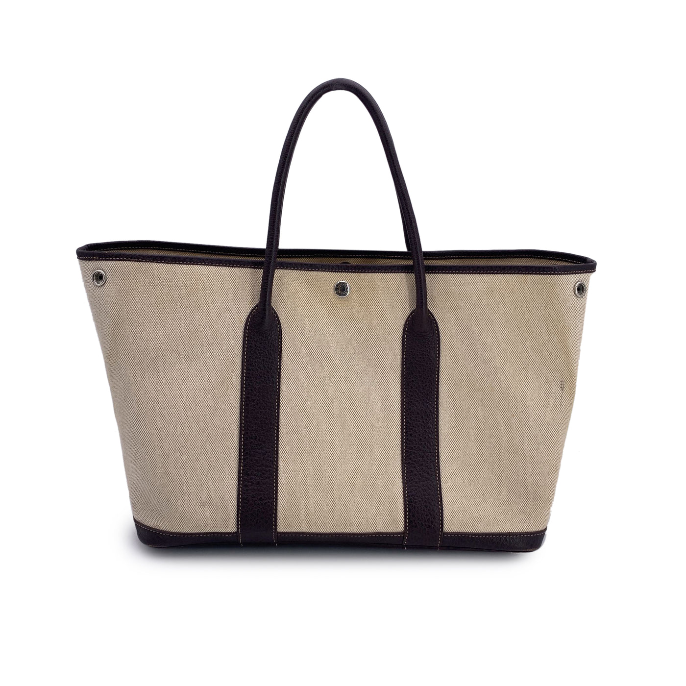 Hermes Paris Beige and Black Canvas Garden Party 36 Tote Bag