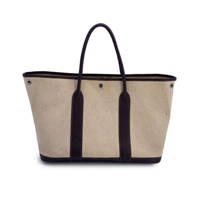 Hermes Paris Beige and Black Canvas Garden Party 36 Tote Bag