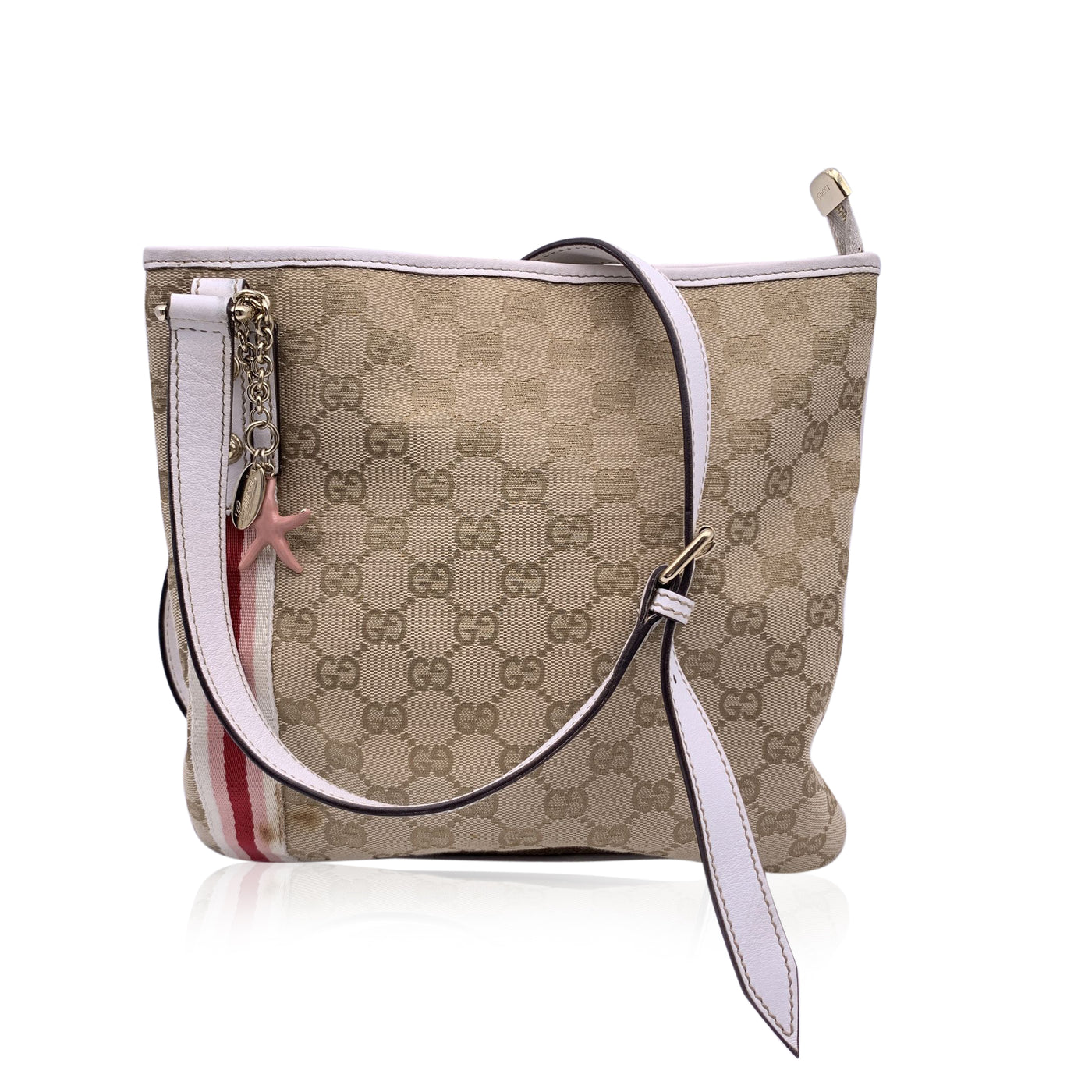 Gucci Beige Monogram Canvas Joliecoeur Messenger Shoulder Bag