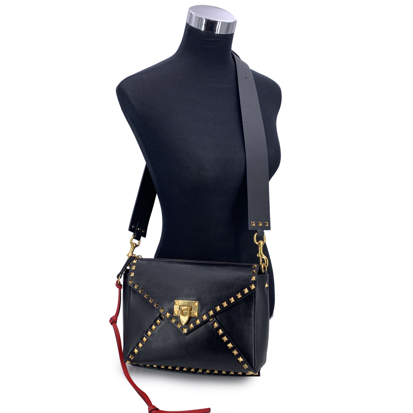 Valentino Garavani Black Leather Rockstud Hype Crossbody Bag