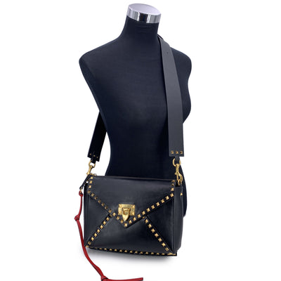 Valentino Garavani Black Leather Rockstud Hype Crossbody Bag