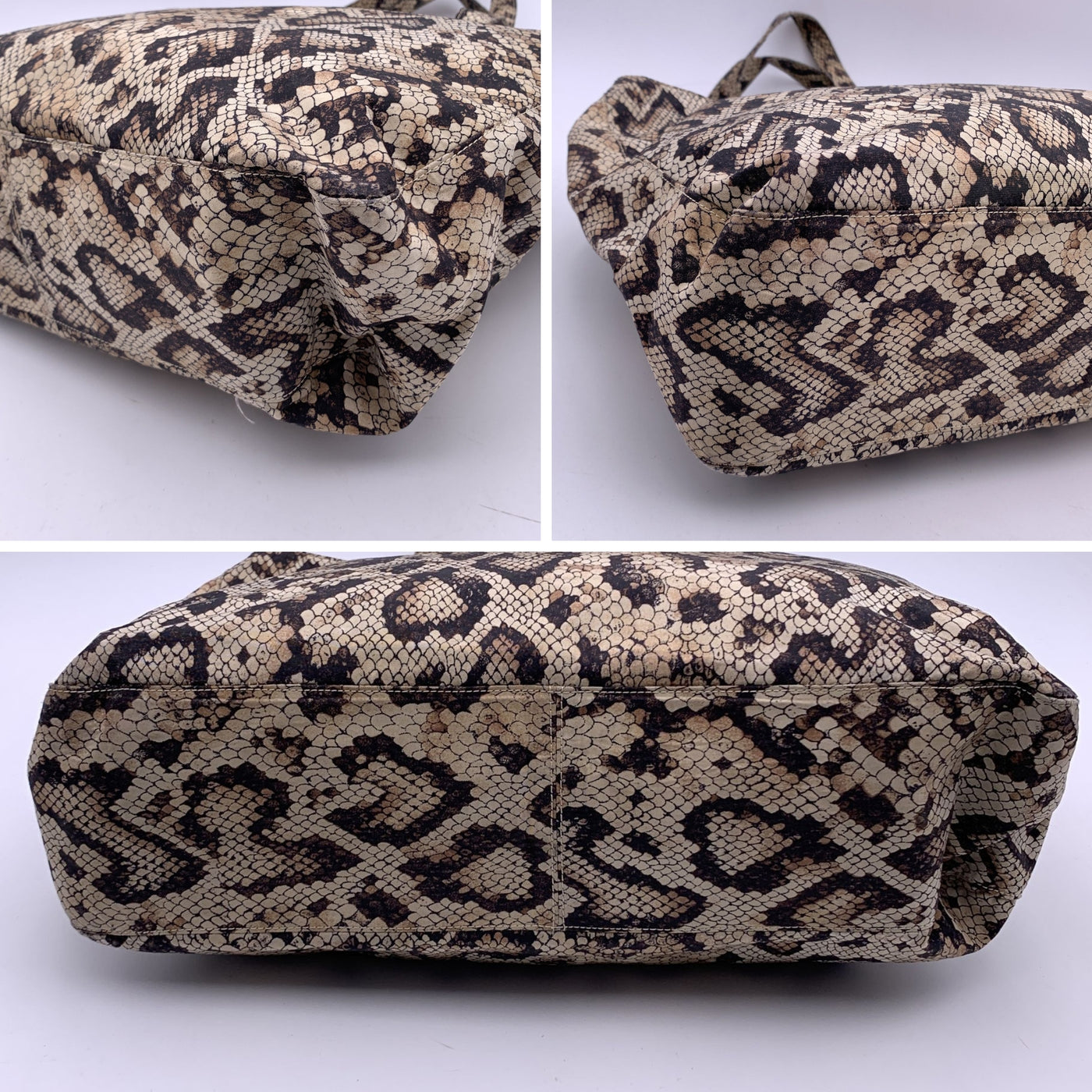 D&G Dolce & Gabbana Beige Animalier Pattern Nylon Tote Bag