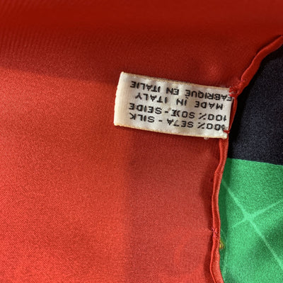 Chanel Vintage Red Silk Scarf Classic Matelasse Flap Bag Print