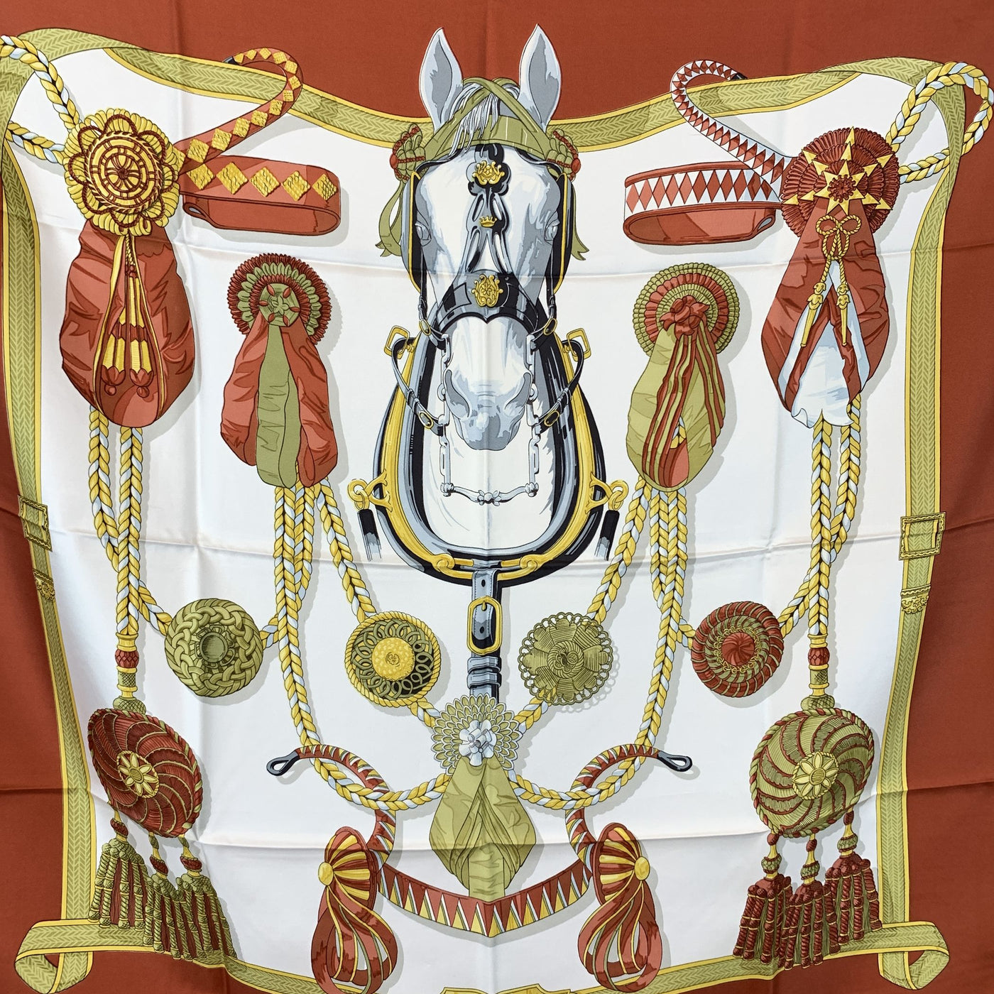 Hermes Vintage Silk Scarf Frontaux et Cocardes 1968 Caty Latham