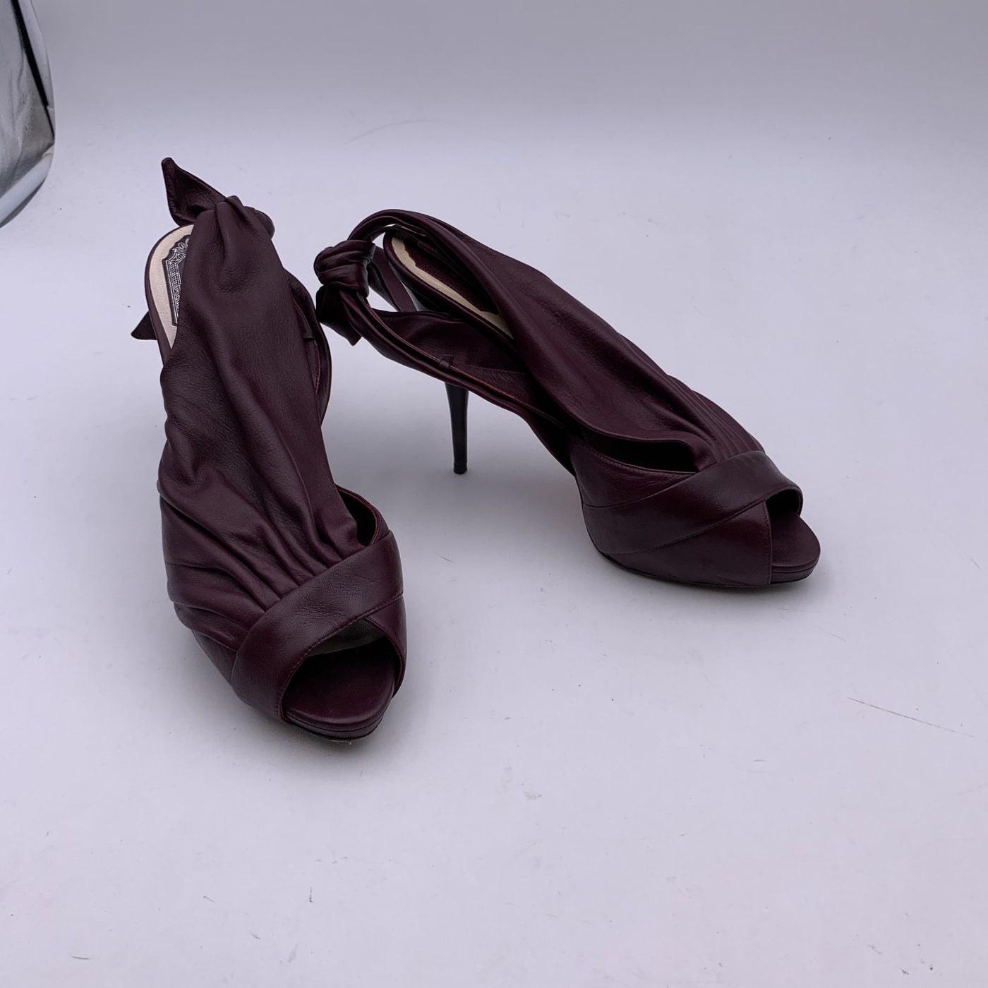 Christian Dior Purple Plum Leather Open Toe Slingback Heels Size 40