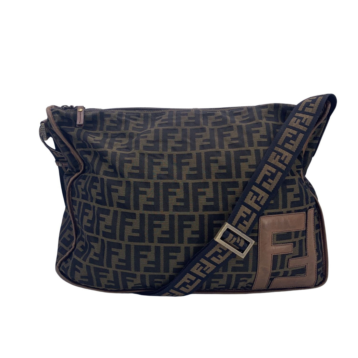 Fendi Zucca Monogram Canvas Large Messenger Crossbody Bag