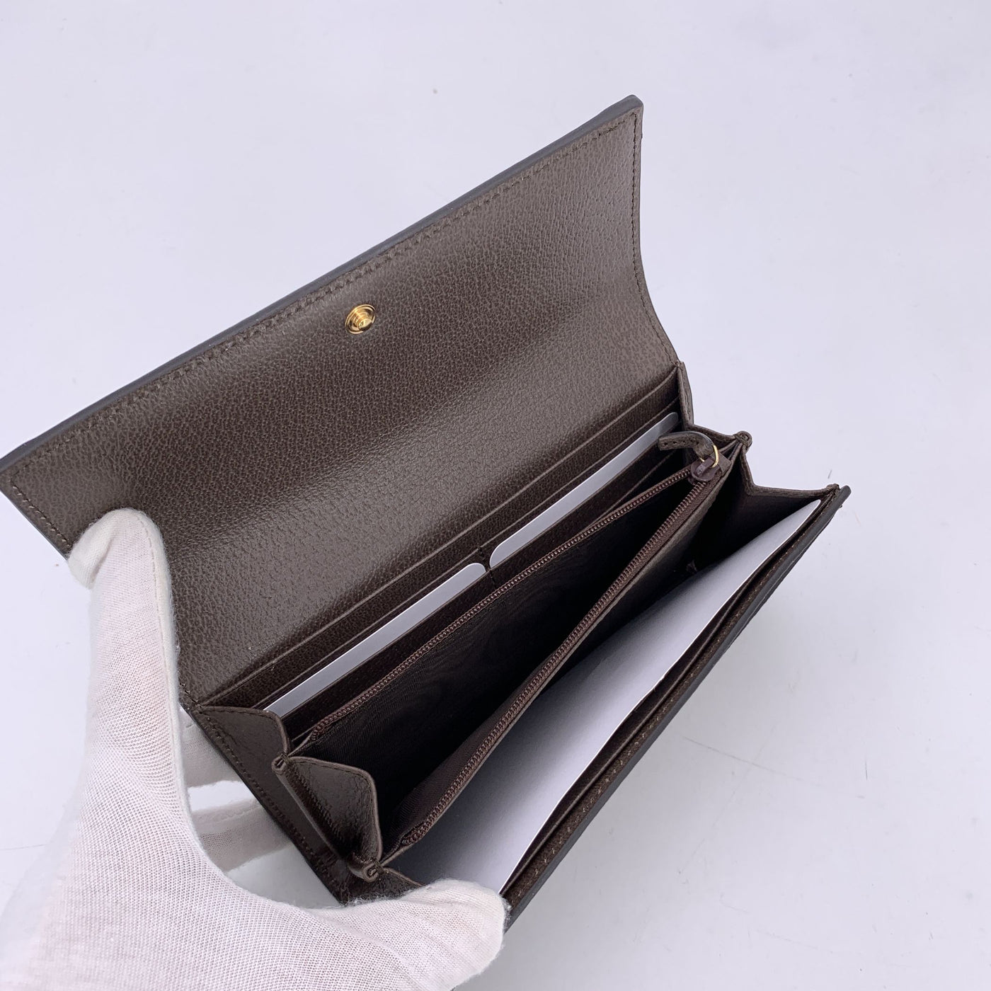 Gucci Monogram Supreme Canvas Ophidia Long Flap Wallet Coin Purse
