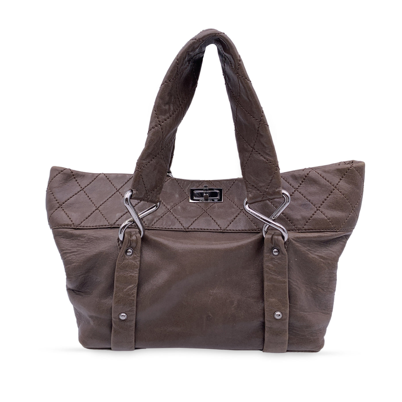 Chanel Brown Leather 8 Eight Knots Stitch Mademoiselle Tote Bag