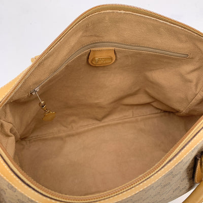 Gucci Vintage Beige Monogram Canvas Satchel Bag with Strap