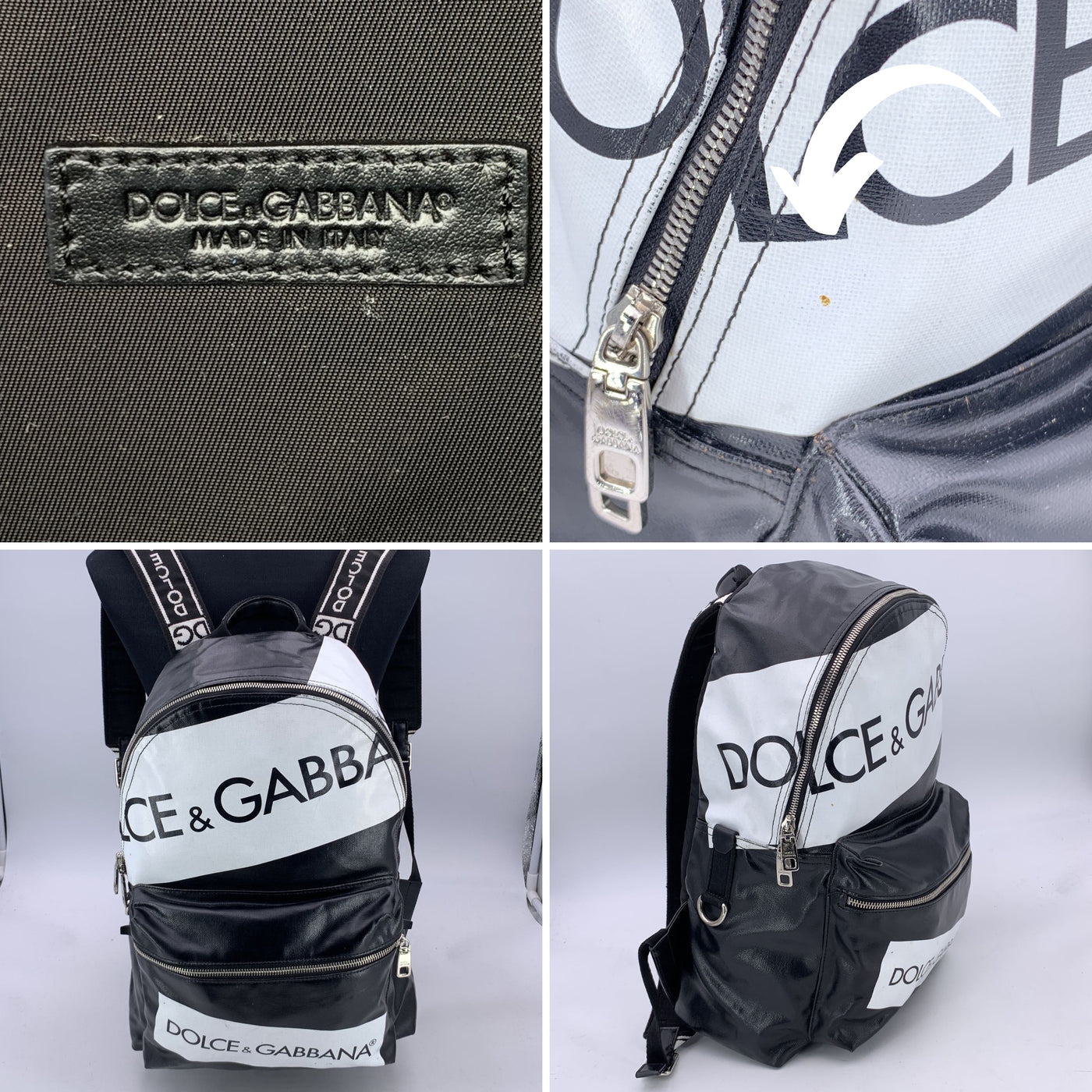 Dolce & Gabbana Black Canvas Vulcano Logo Backpack Shoulder Bag