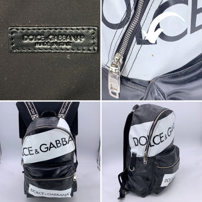 Dolce & Gabbana Black Canvas Vulcano Logo Backpack Shoulder Bag