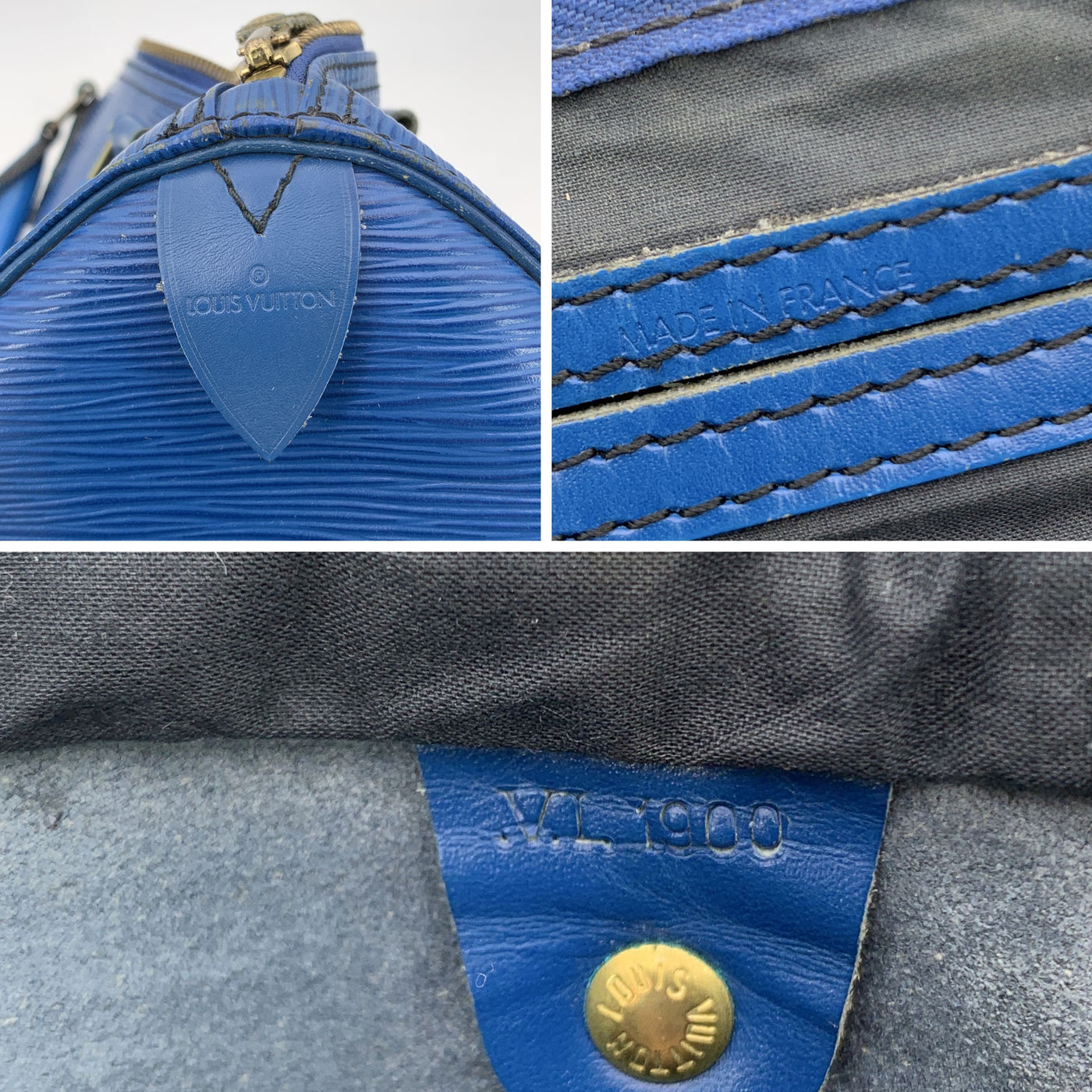 Louis Vuitton Toledo Blue Epi Leather Speedy Boston Bag Handbag