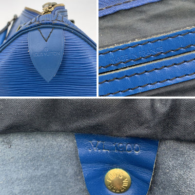 Louis Vuitton Toledo Blue Epi Leather Speedy Boston Bag Handbag
