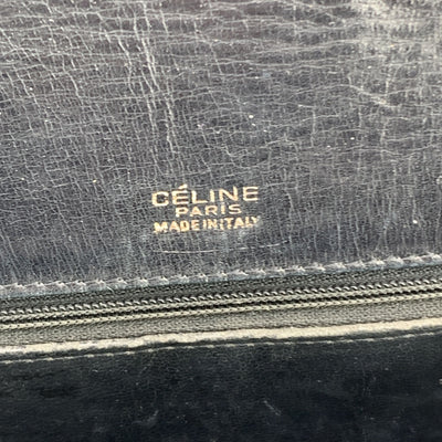 Celine Vintage Black C Carriage Canvas Box Flap Shoulder Bag
