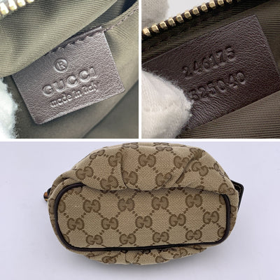 Gucci Beige Monogram Canvas Bamboo Small Cosmetic Zip Pouch