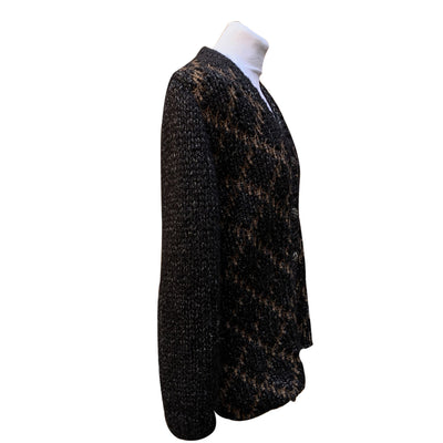 Chanel 2015 Black and Brown Lurex Knit Cardigan Size 40 FR