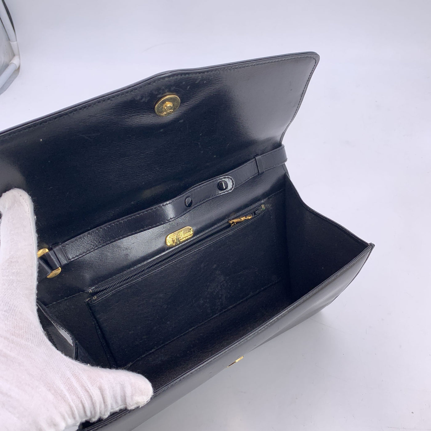 Gucci Vintage Black Leather Convertible Bag Shoulder Bag Clutch