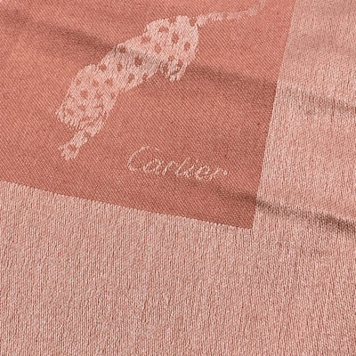 Cartier Paris Vintage Baby Pink Panthere Jacquard Stole Shawl Scarf