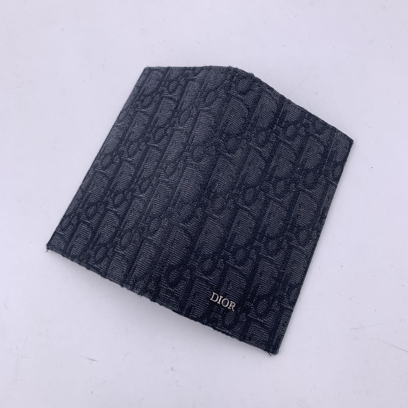 Christian Dior Black Jacquard Canvas Bi-Fold Vertical Card Holder