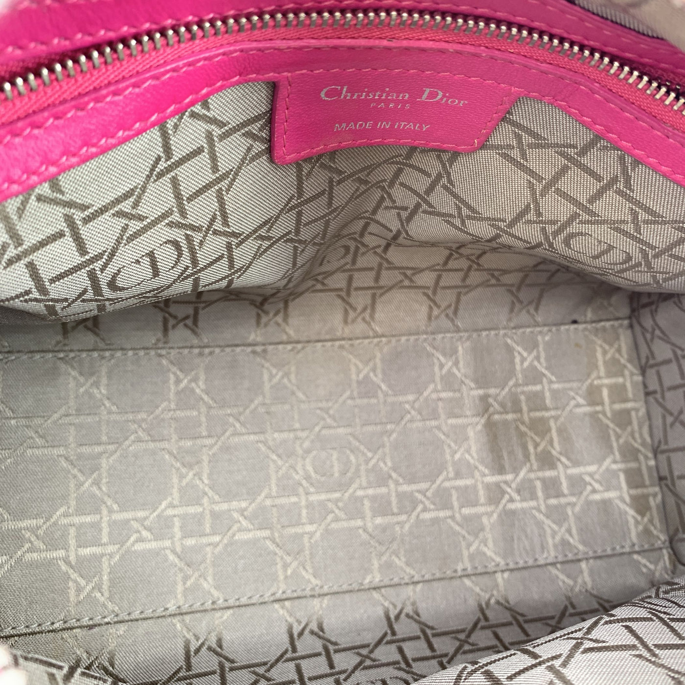 Christian Dior Pink Leather Cannage Quilted Small Lady Dior Bag