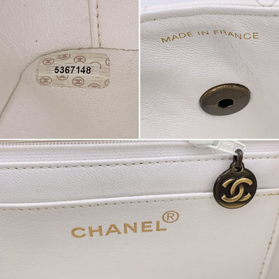 Chanel Vintage White Quilted Leather Mini Kelly Shoulder Bag
