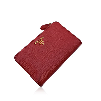 Prada Red Leather French Wallet Coin Purse 1ML225