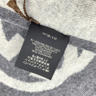 Gucci Grey Cashmere Unisex GG Logo Scarf 23 x 180 cm