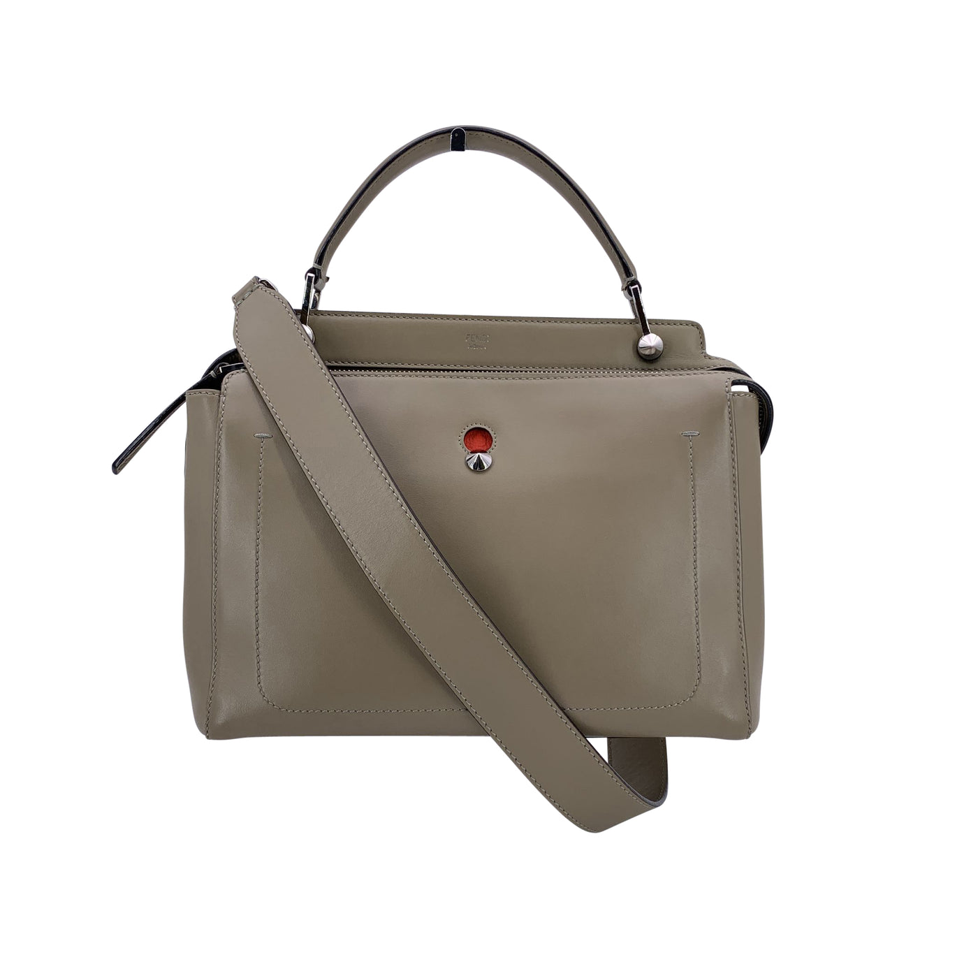 Fendi Taupe Leather DotCom 2 Way Tote Handbag with Shoulder Strap
