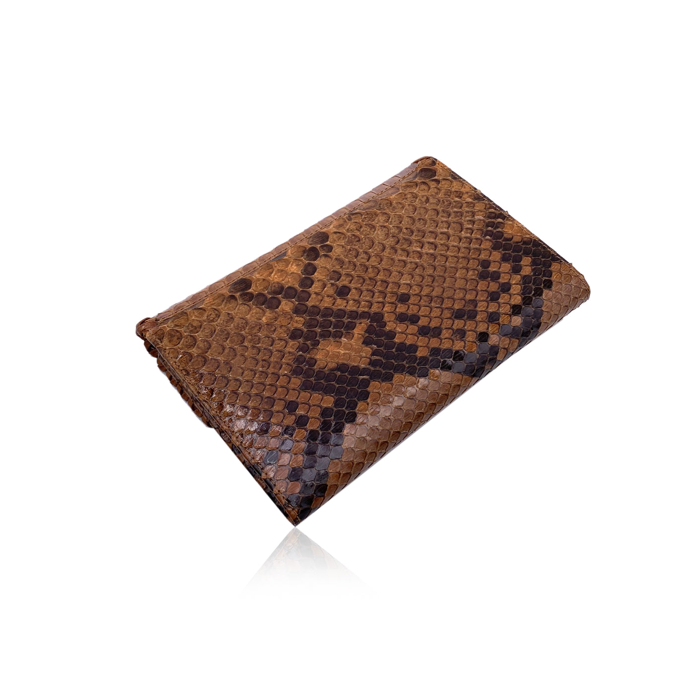 Ermanno Daelli Light Brown Leather Flap Wallet Checkbook Holder