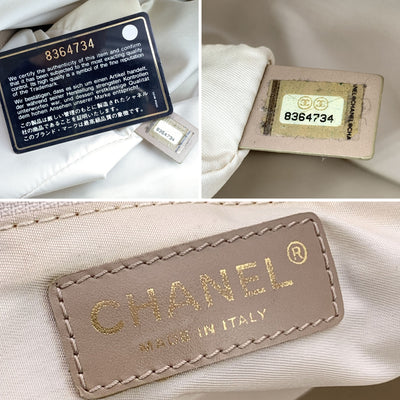 Chanel Vintage Beige Nylon New Travel Line Tote Shoulder Bag