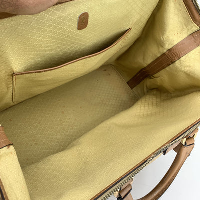 Gucci Vintage Beige Canvas and Leather Weekend Travel Carry-on Bag