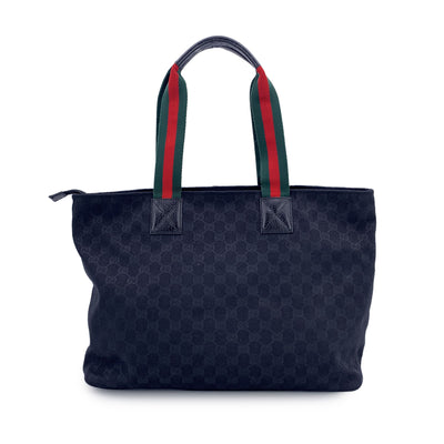 Gucci Black Monogram Canvas Web Strap Tote Diaper Bag