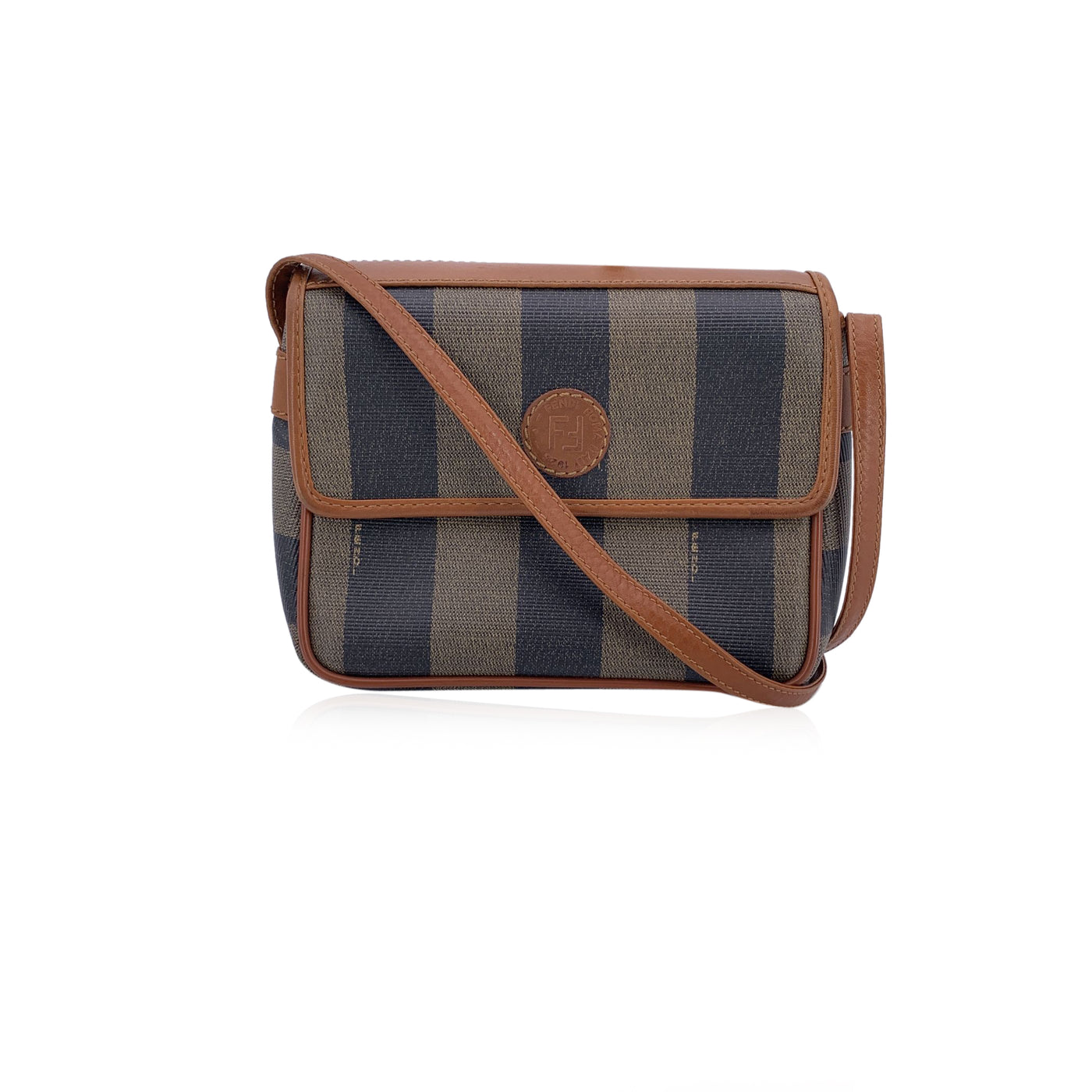 Fendi Vintage Pequin Striped Canvas Small Crossbody Bag