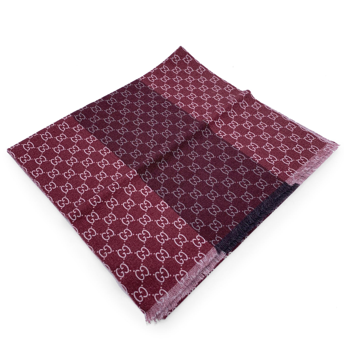 Gucci Burgundy Wool GG Guccissima Scarf Shawl Wrap