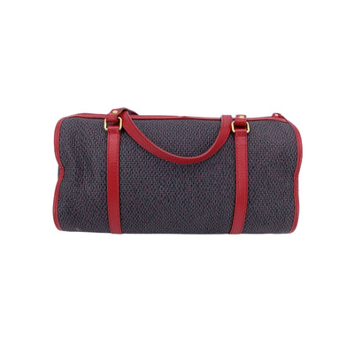 Yves Saint Laurent Grey and Red Textured Vinyl Canvas Handbag