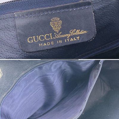 Gucci Vintage Blue Monogram Canvas Ophidia Satchel Bag with Stripes