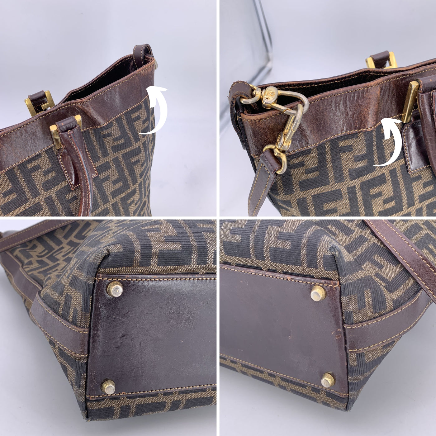Fendi Vintage Zucca Monogram Canvas Tote Shoulder Bag with Strap