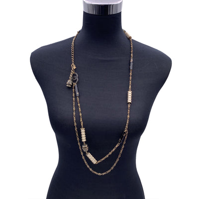 Chanel Gold Metal Paris Shangai CC Cylinders Necklace or Belt