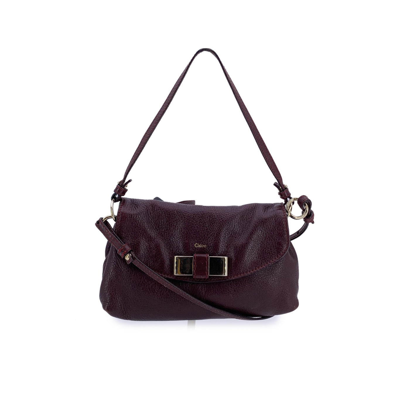 Chloe Purple Burgundy Leather 2 Way Lily Crossbody Bag Handbag
