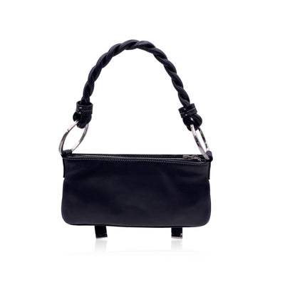 Givenchy Black Leather Shoulder Bag Braided Strap